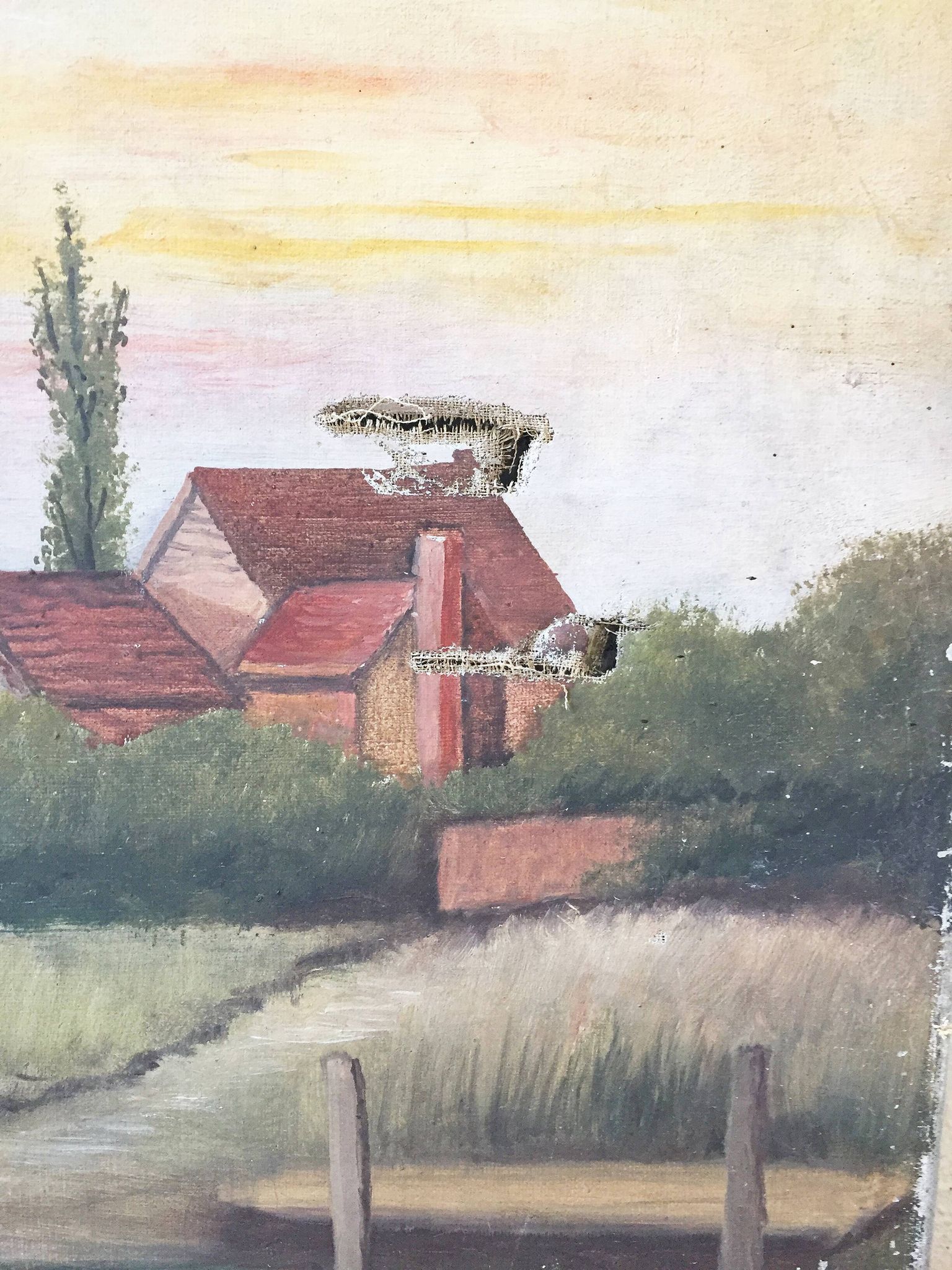 Old canvas landscape 65 x 54 cm
