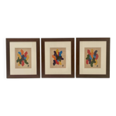 Triptyque peinture abstraite - Auguste Perrin - 1972