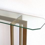 Modernist brass and glass console table & mirror. 1970s