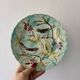 Set of 3 antique plates in majolica with bird designs.