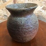 Ancien vase grès gris signé deco années 70 vintage