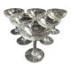 6 engraved crystal champagne glasses – Art Deco