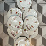 Set of 8 floral porcelain plates from the late 19th century.