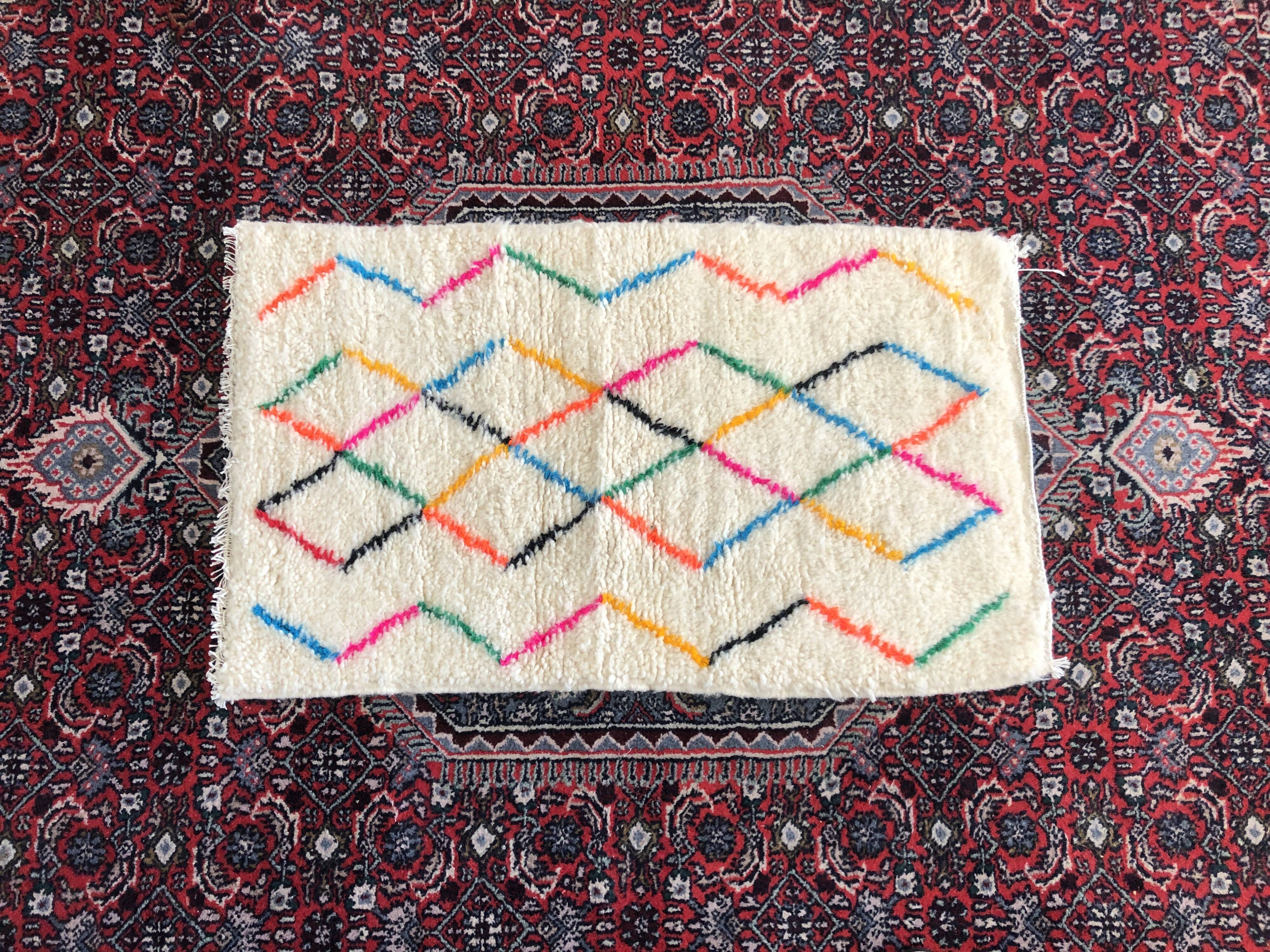 Colorful azilal carpet children's room 61x101cm