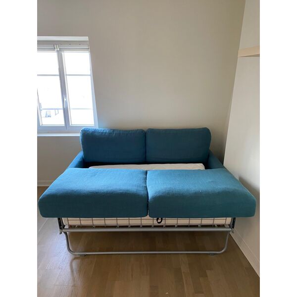 Sofa bed 3 places "Julian", oil blue color, from Maisons du Monde | Selency