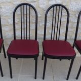 4 chaises métal avec assises en simili cuir bordeaux de marque souvignet