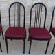 4 metal chairs with burgundy imitation leather seats from the Souvignet brand