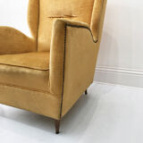 Vintage yellow wingback armchair 1950s mid-century modernist