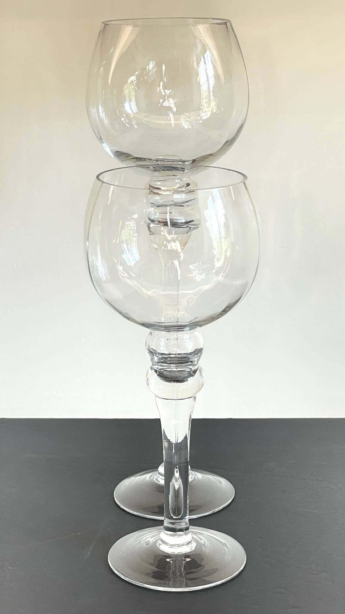 Duo of xl tealight holders in vintage crystal