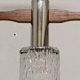 Scandinavian chandelier with 3 lights in teak and glass from the 60s/70s