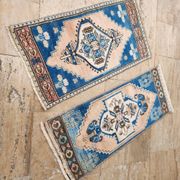 Set of 2 vintage handmade Turkish rugs 43x99 cm