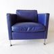 De Sede DS118 pair of blue leather club chairs