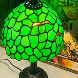 Vintage Tiffany Inspiration Lamp and Green Shade | Green Foliage Shade