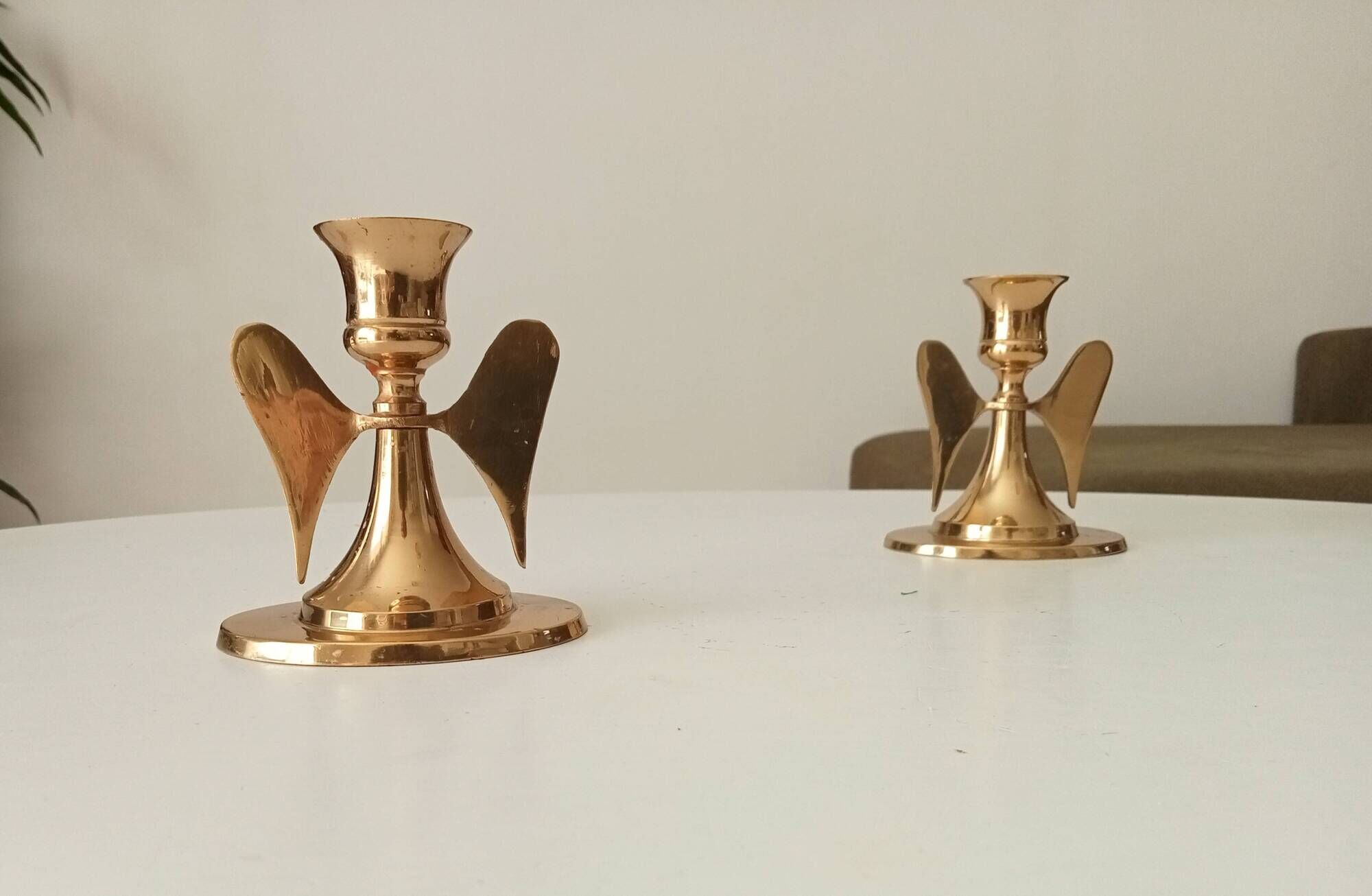 Pair of vintage winged candlesticks from the 60s/70s