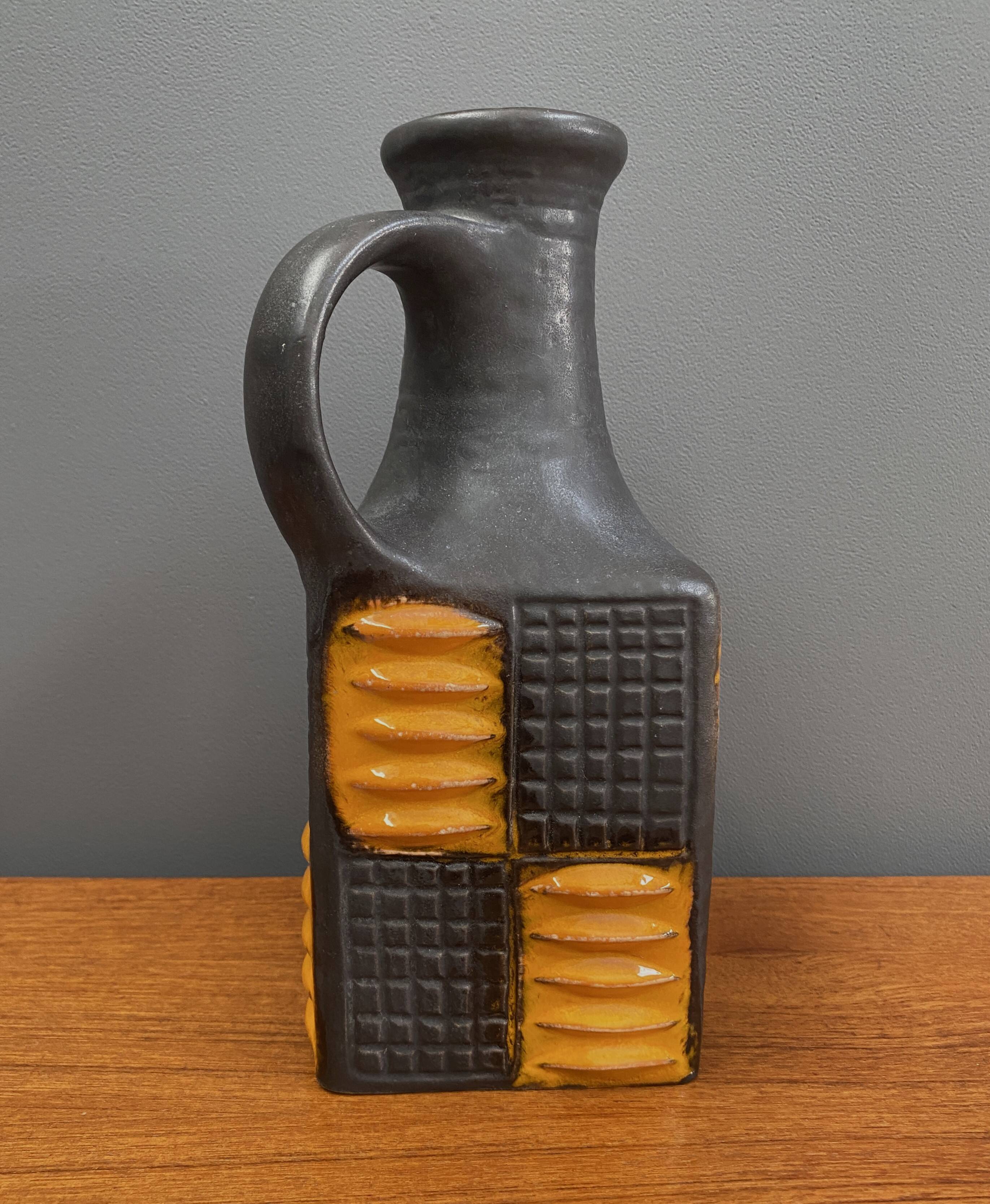 Brown and orange vase by Carstens model 7444-25  West Germany Pottery