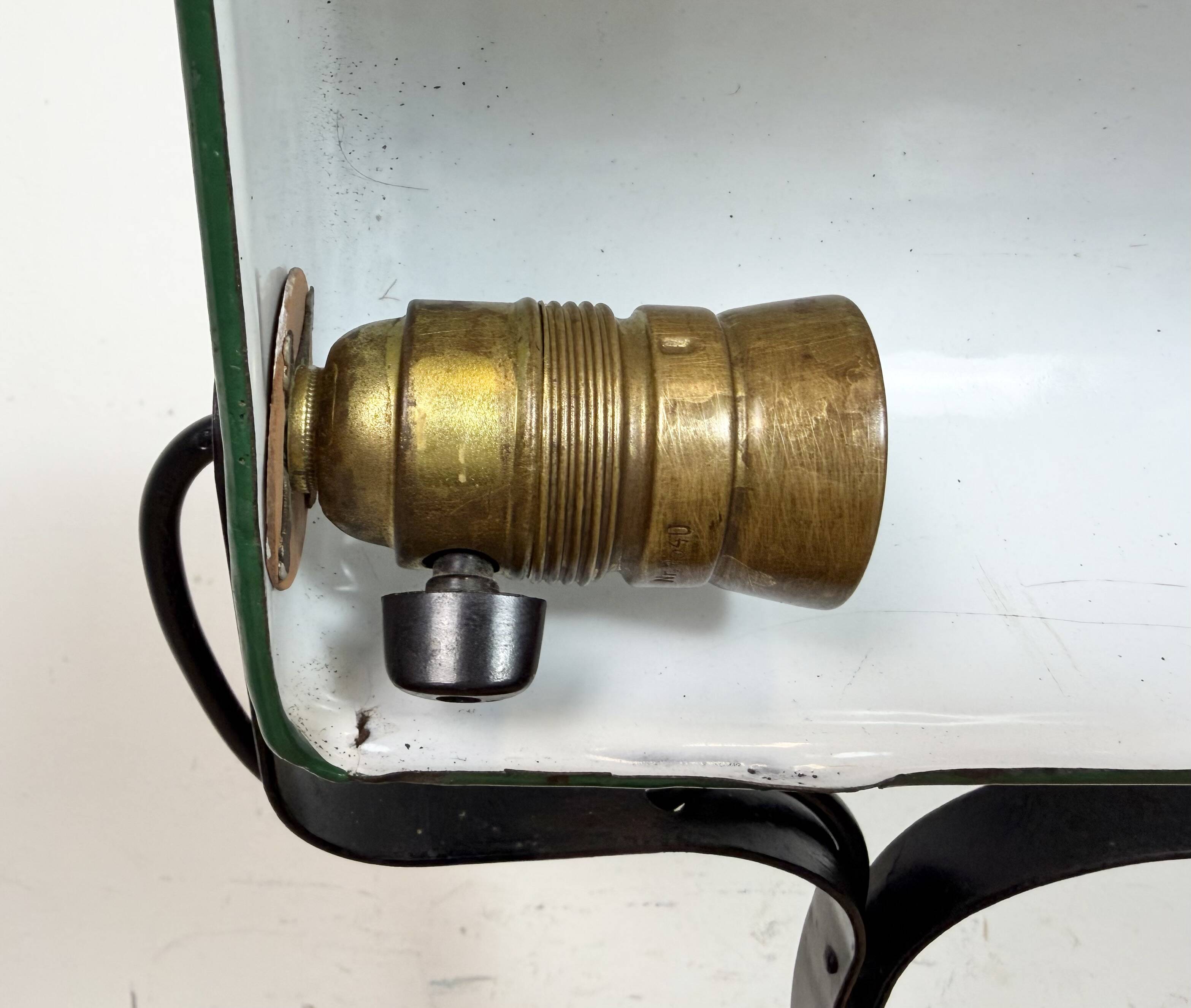 Vintage Green Enamel Bank Lamp, 1930s