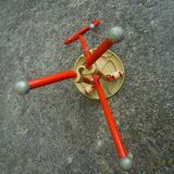 Ulisse cane stool/folding chair, red, Ivan Loss design, vintage Italian 1980s