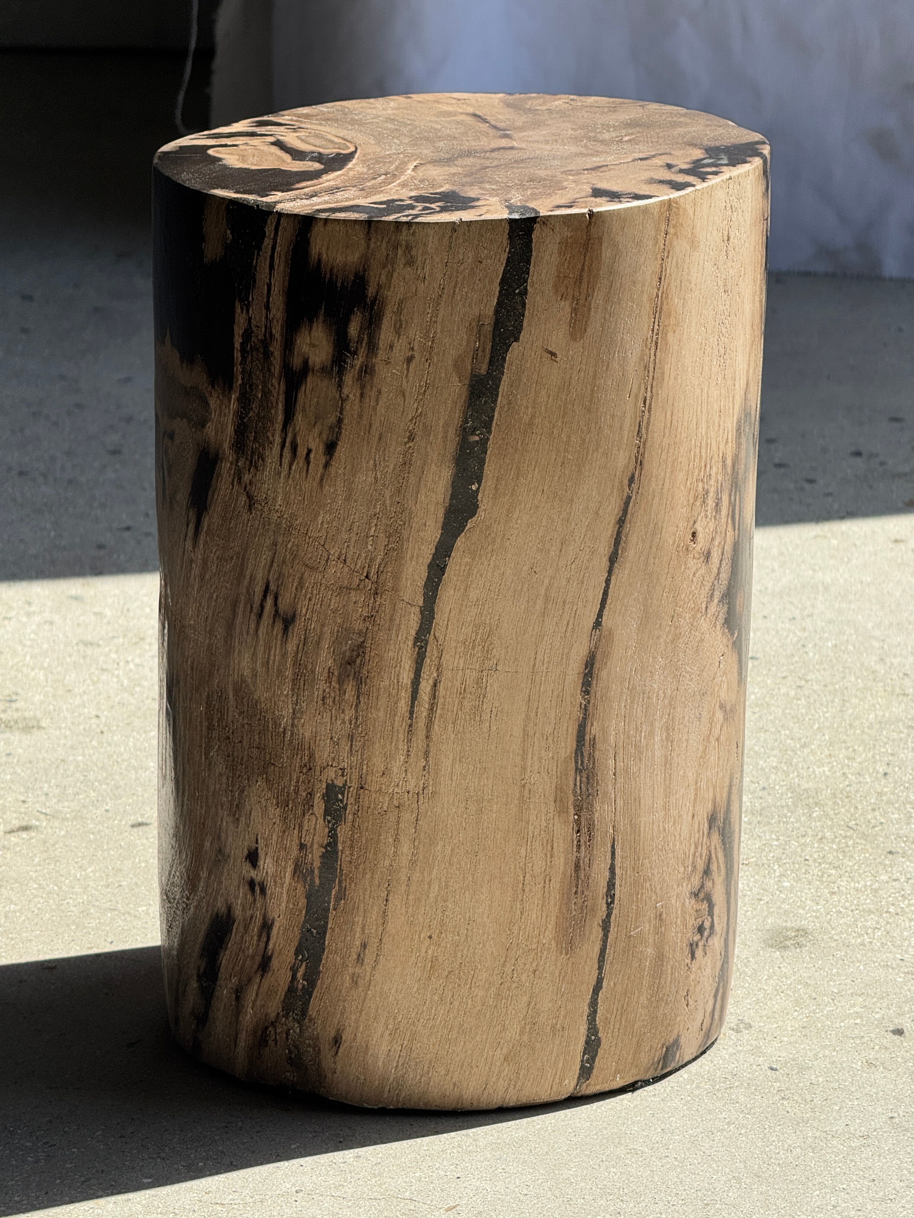 Brown and black petrified wood side table H35 D27 - 3333