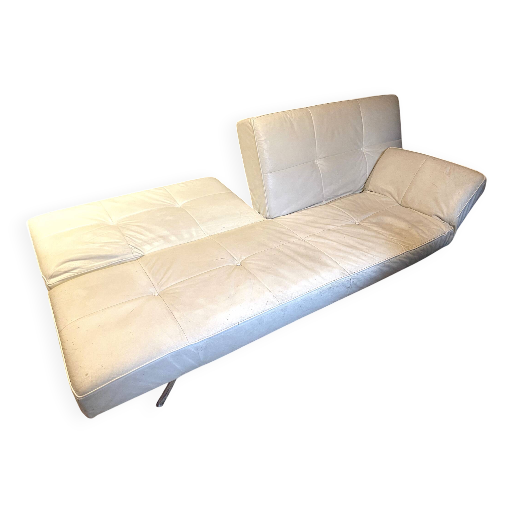 Smala canapé by cinna modular convertible in white leather - ligne roset