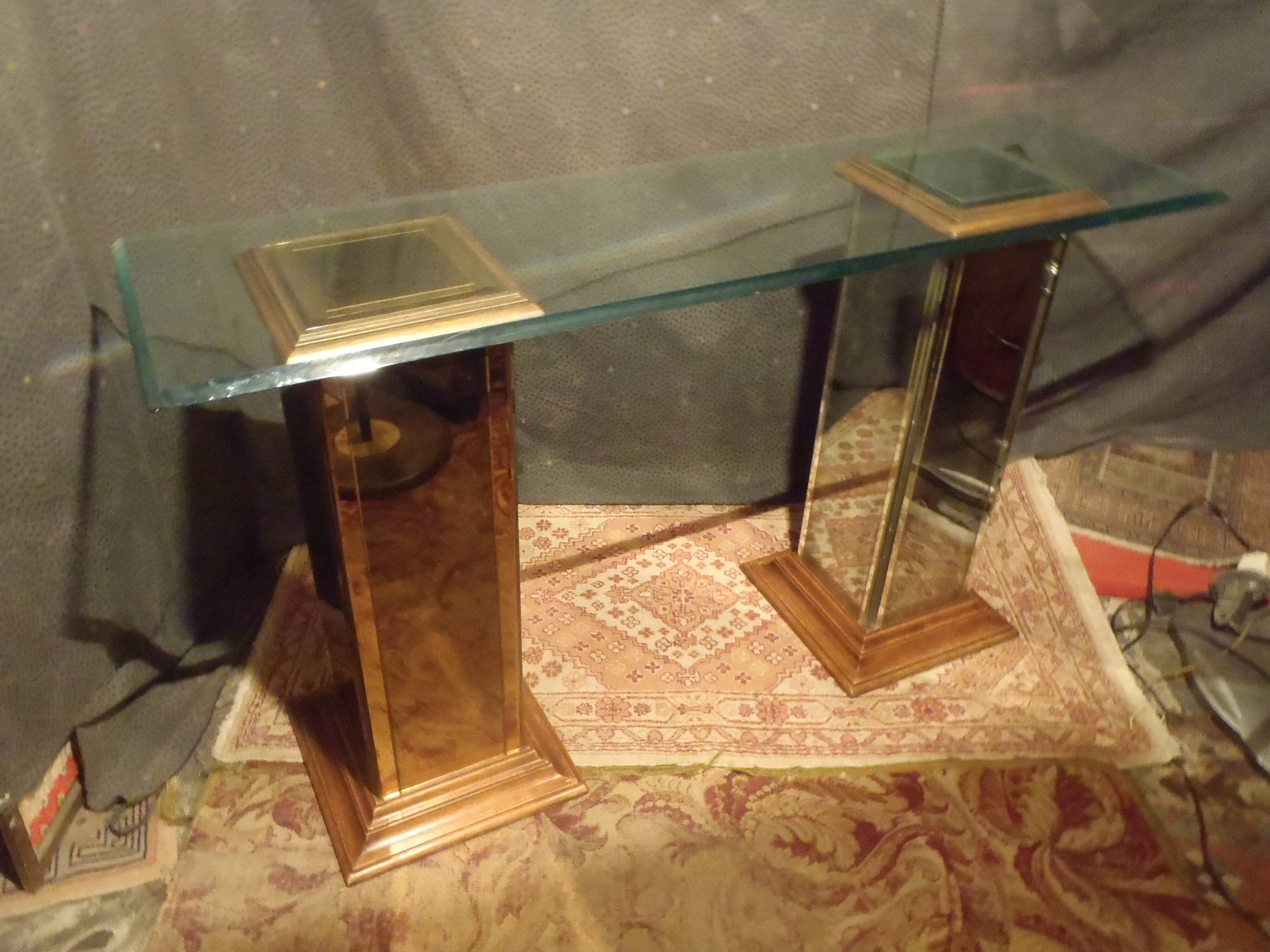 Console vintage verre et miroir année 70