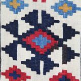 Shirvan Kilim Runner 1940s, Tribal Wool Striped Geometric Rug 340x160cm