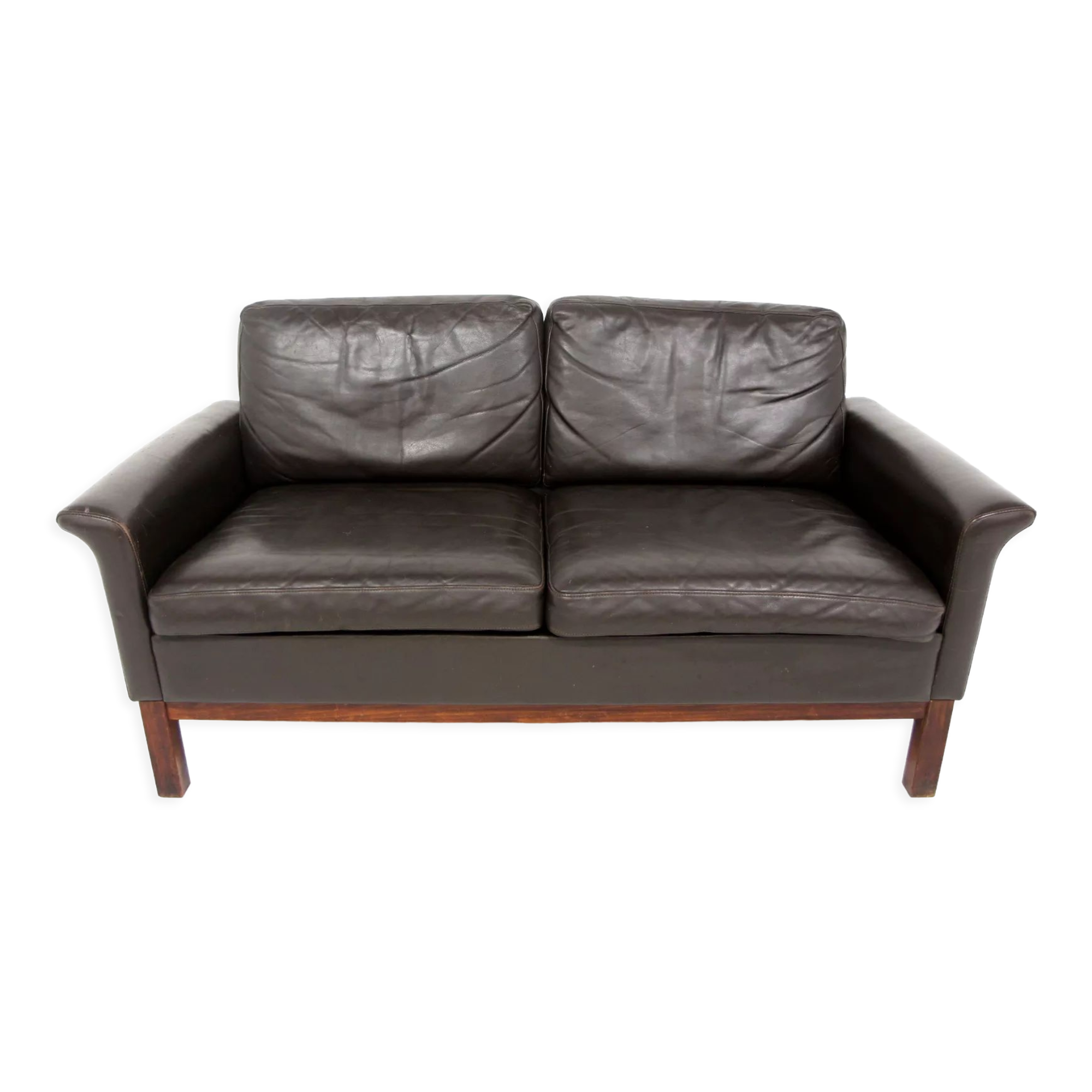 Scandinavian leather sofa 2 seater, Sweden, 1950