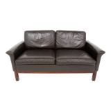 Scandinavian leather sofa 2 seater, Sweden, 1950