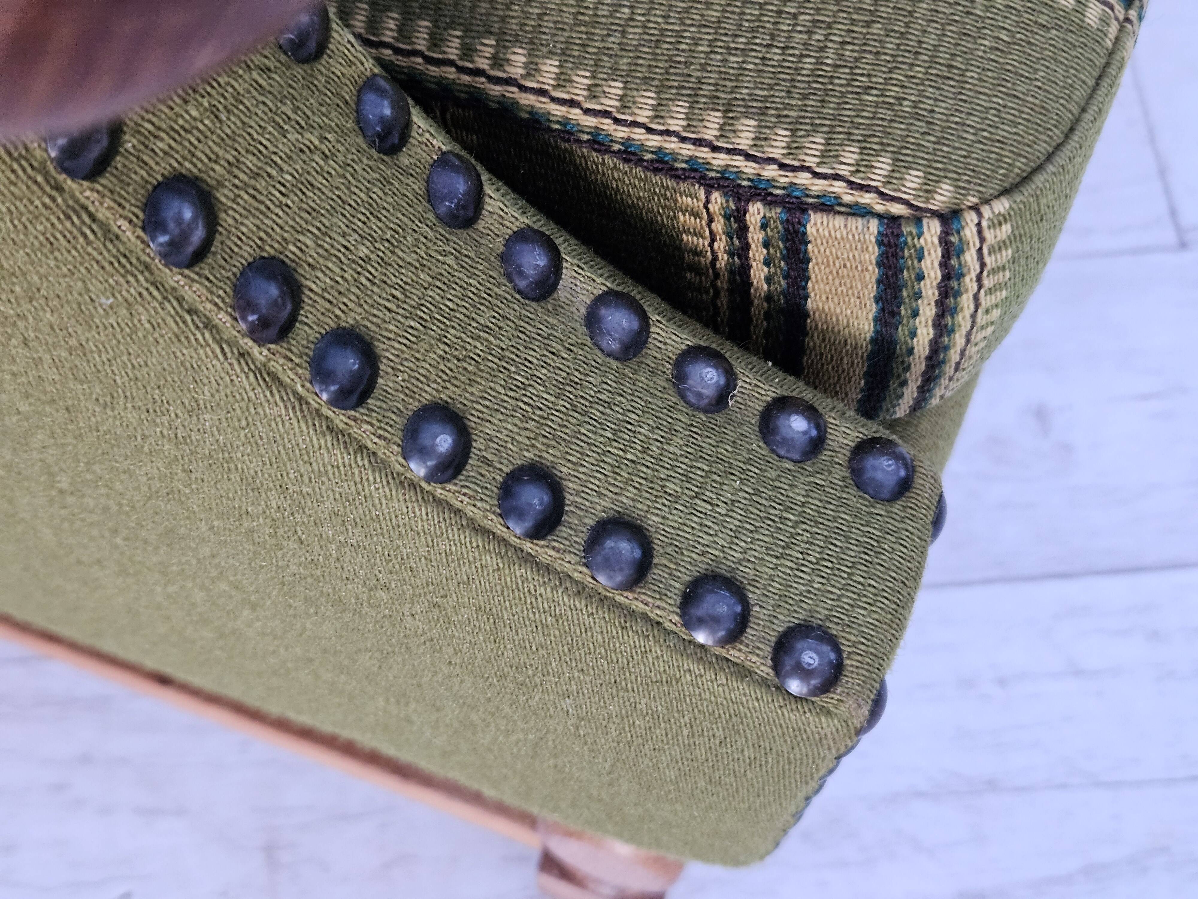 1970s, Danish lounge chair, wool, oak