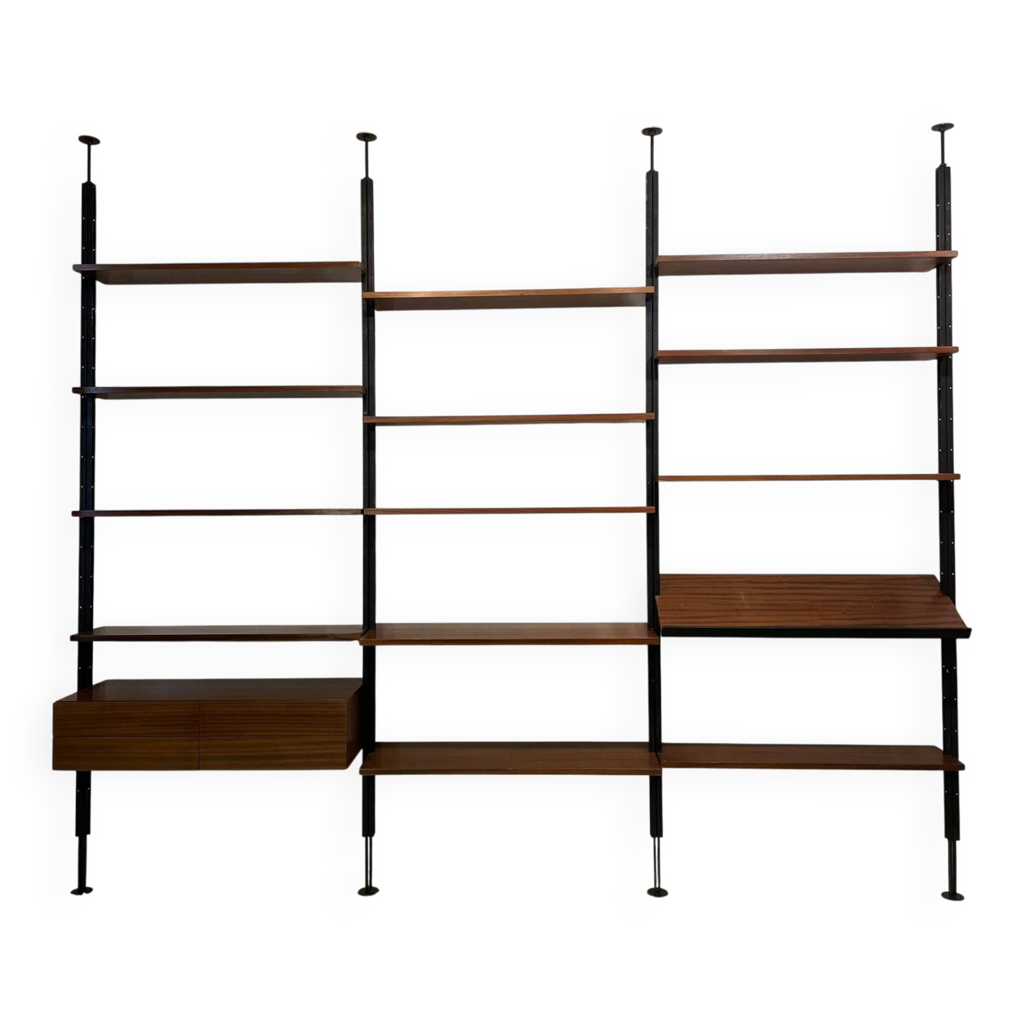 Rosewood Wall or Floor/Ceiling Bookcase
