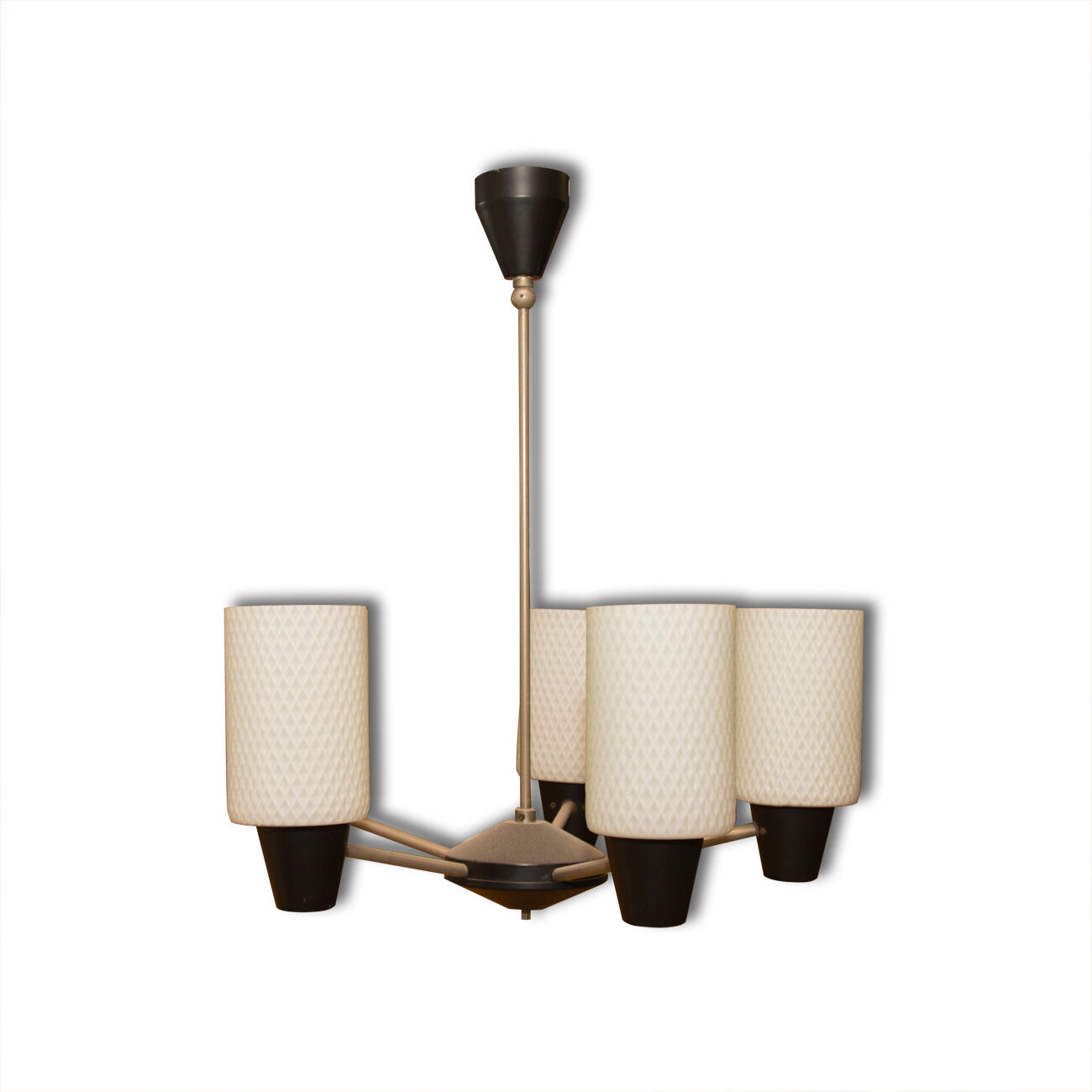Mid century pendant with five pipe glass lampshades, 1960´s