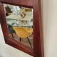 Grand miroir mural en bois exotique massif