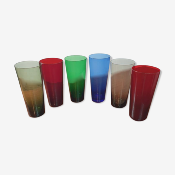 6 verres vintage multicolores