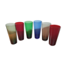 6 verres vintage multicolores
