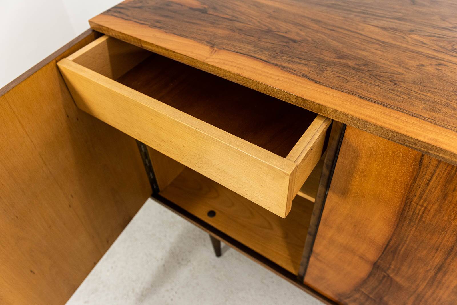 Vintage Walnut Sideboard By Lfm, Poland, 1970’s
