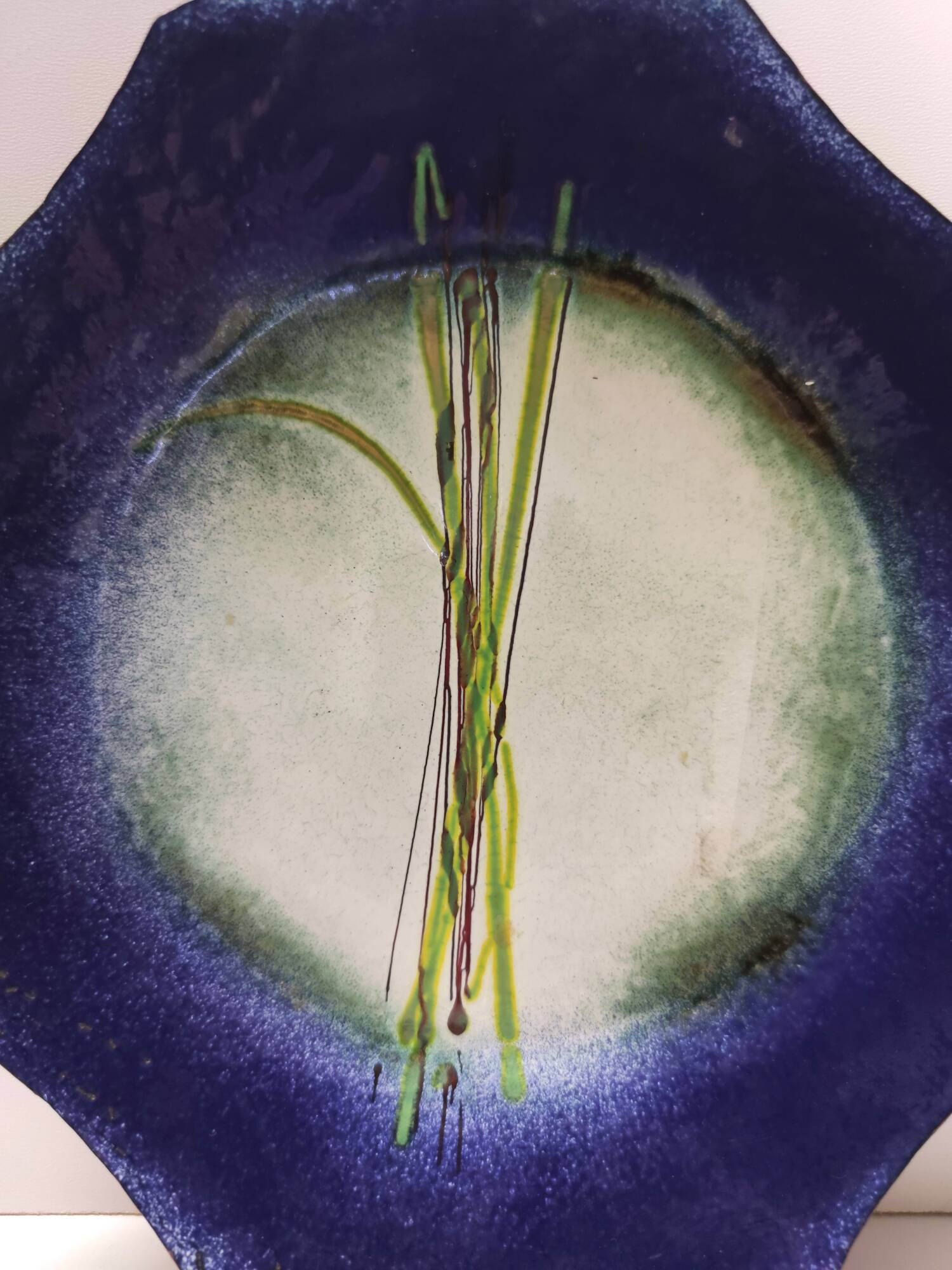 Blue, Green and White Copper Vide-Poche Attr. to Paolo De Poli