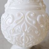 White opaline vase decorated with arabesques and ram's heads