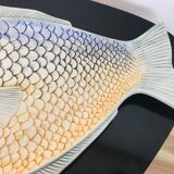 Plat zoomorphe poisson en céramique multicolore