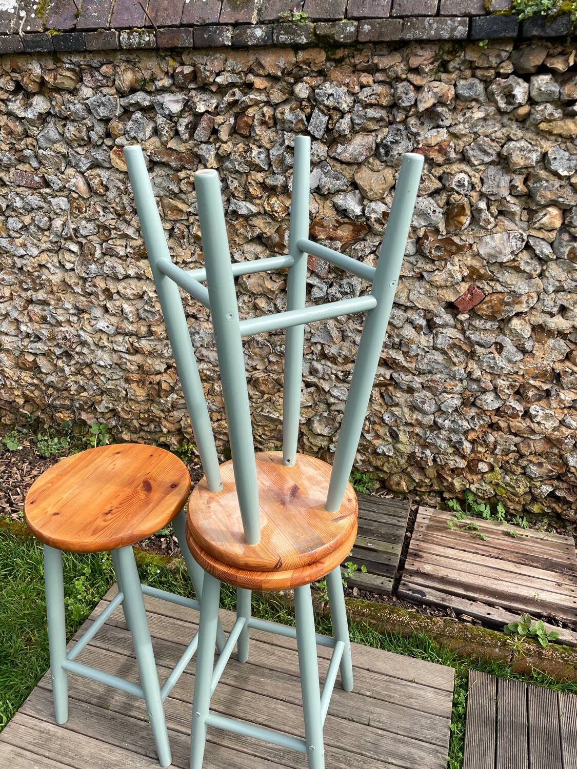 Pair of vintage wooden stools