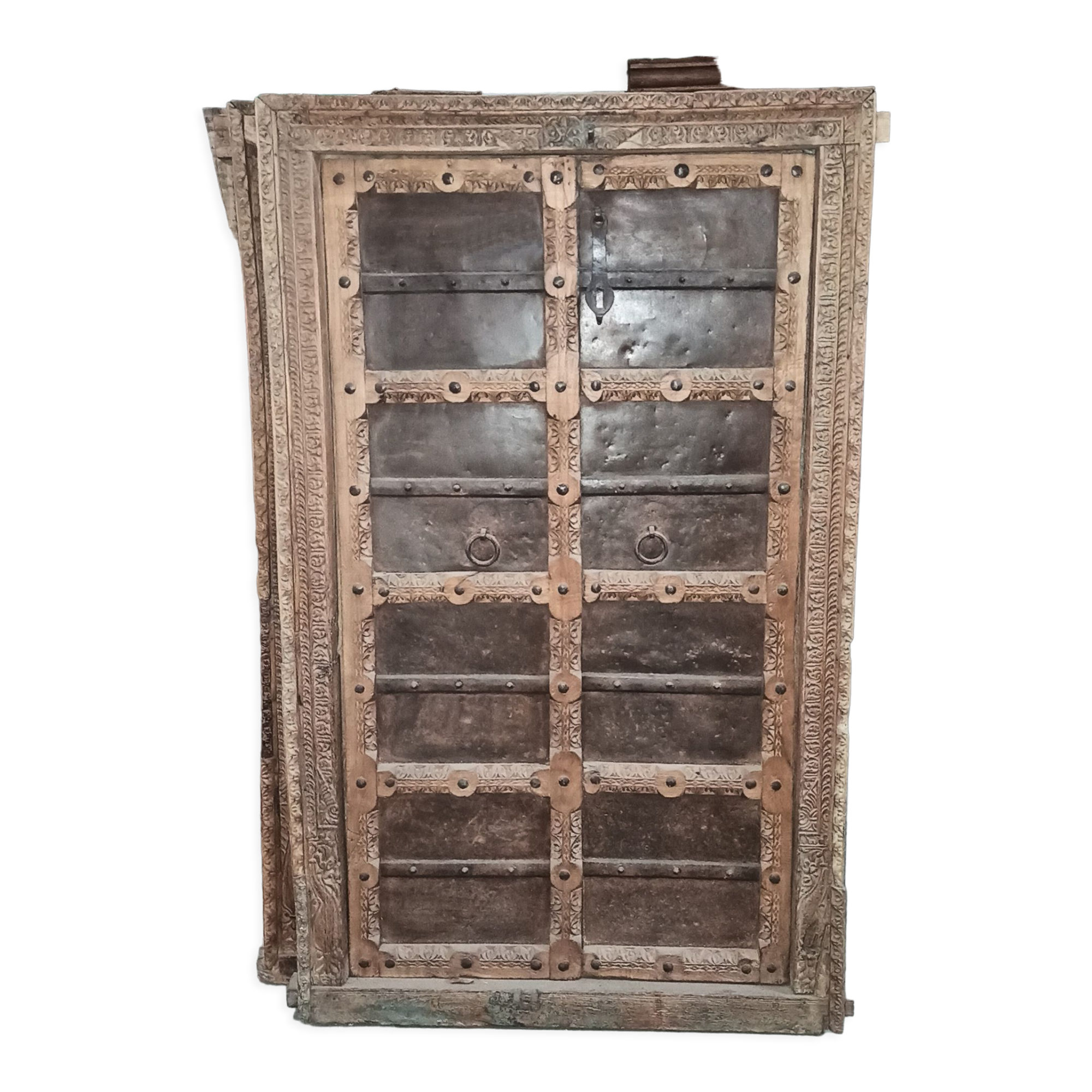 Old wooden door with frame