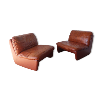 Pair of vintage 1970 patchwork leather heaters
