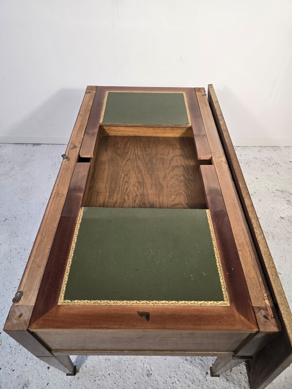 Bureau plat double face en acajou, style Louis XVI – XIXᵉ siècle