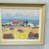 Gunnar Ekdahl, Paysage moderne suédois, Huile sur panneau, années 1960, Encadré
