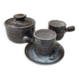 Roger collet, cups and sugar bowl, vallauris, ceramics, 1970
