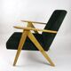 Fauteuil vintage velours verts Var B310 années 1970