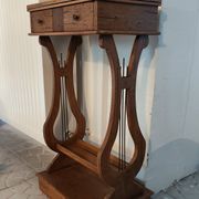 Lyre bedside table, cherry wood, 1960s.