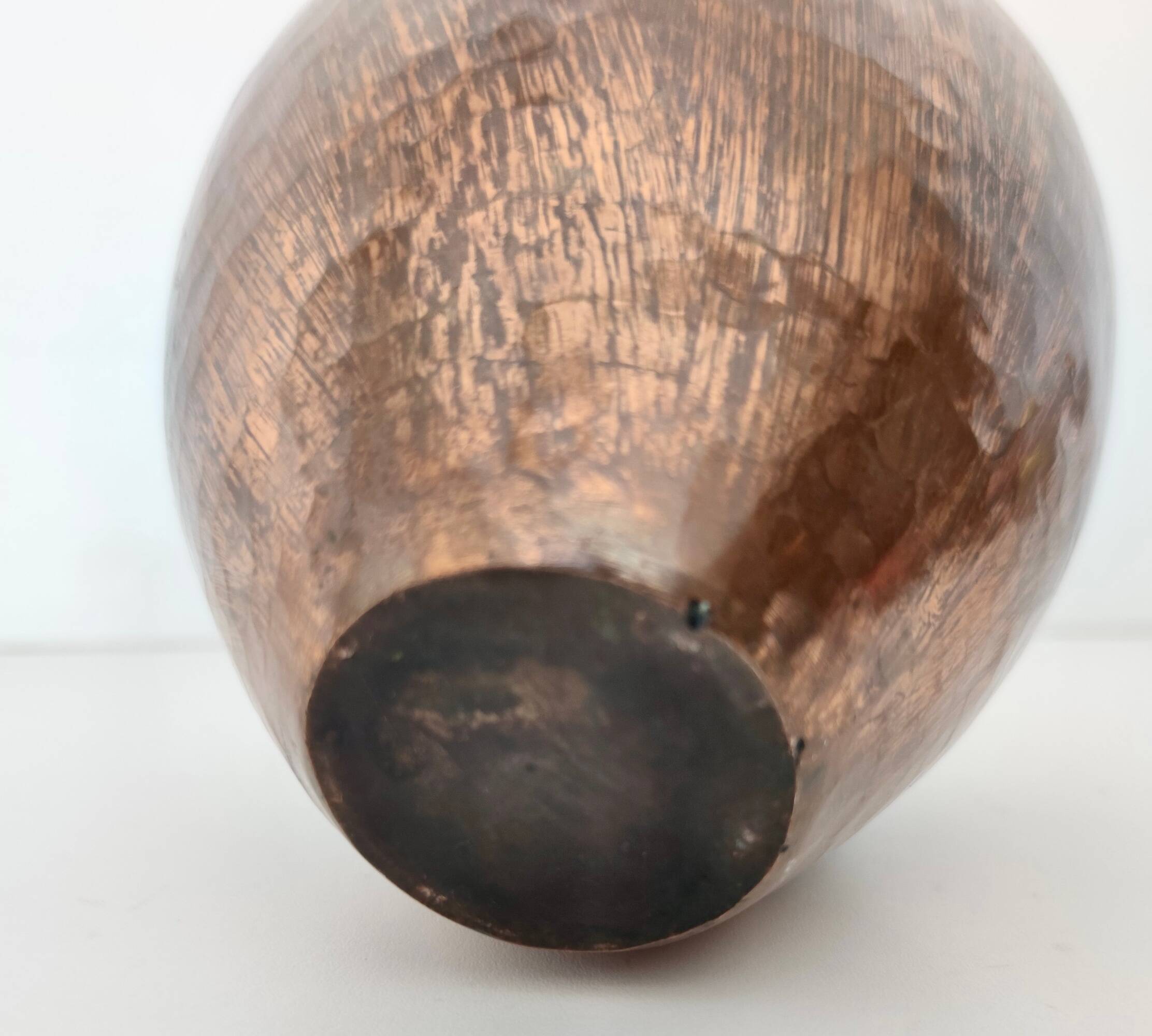 Small Vintage Embossed Copper Pitcher Vase by Egidio Casagrande, Italy