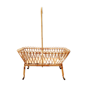 Vintage rattan cradle