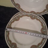 Set of 6 plates dessert flowers art deco style, Limoges porcelain