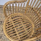 Fauteuil en Rotin Bambou vintage 1950s design -H85cm