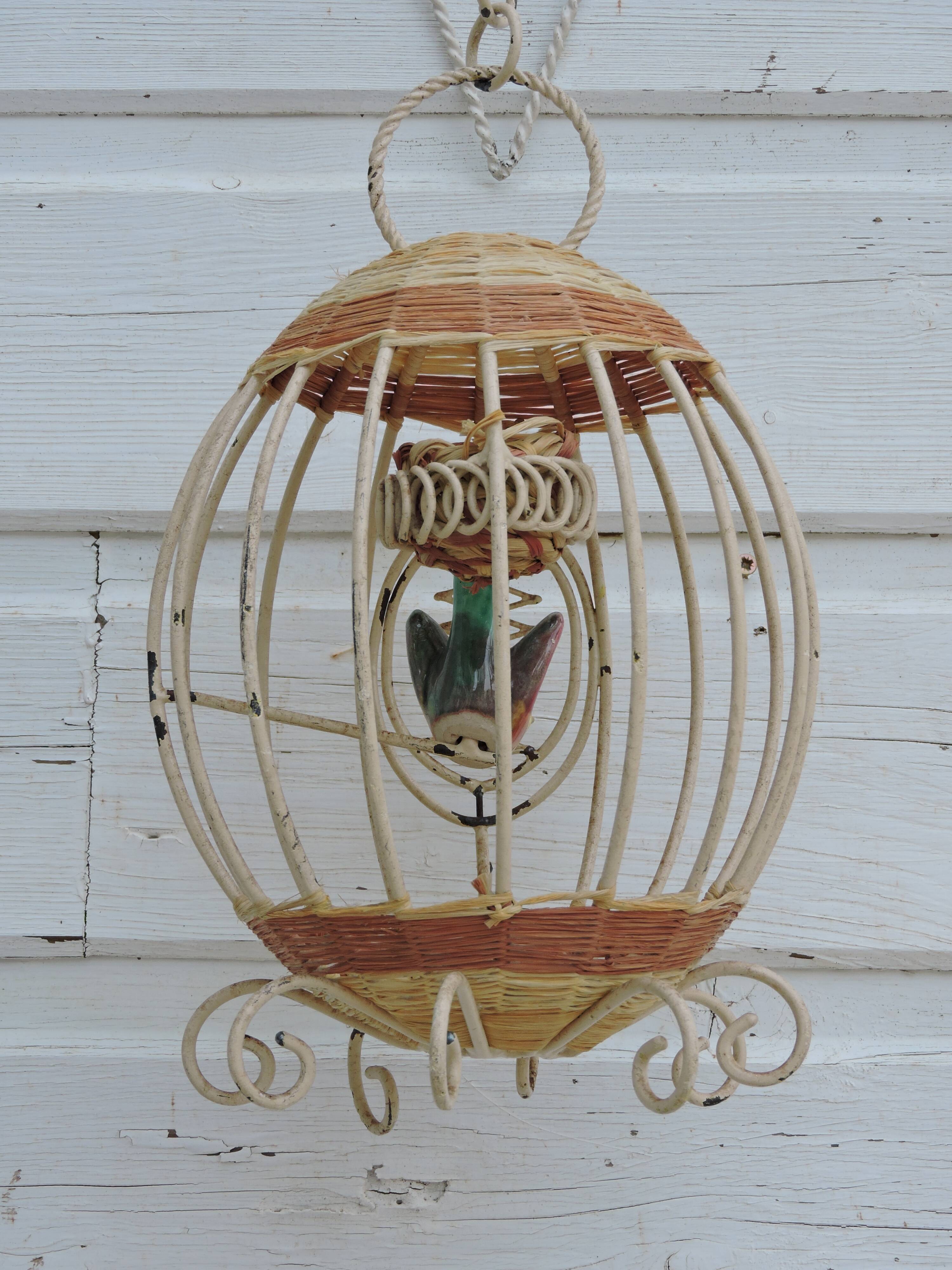 Vintage bird cage wall lamp